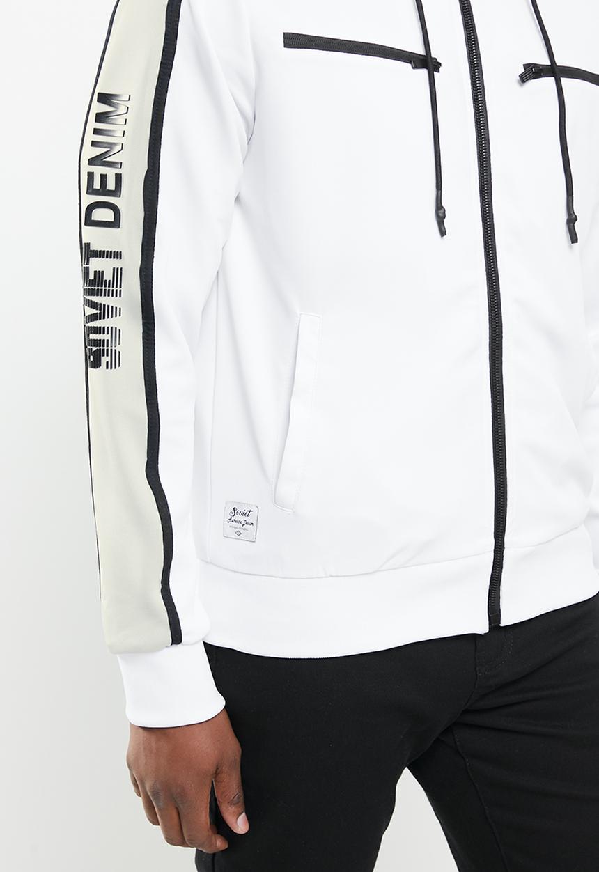 SOVIET - Beasley active zip through sweat top - white