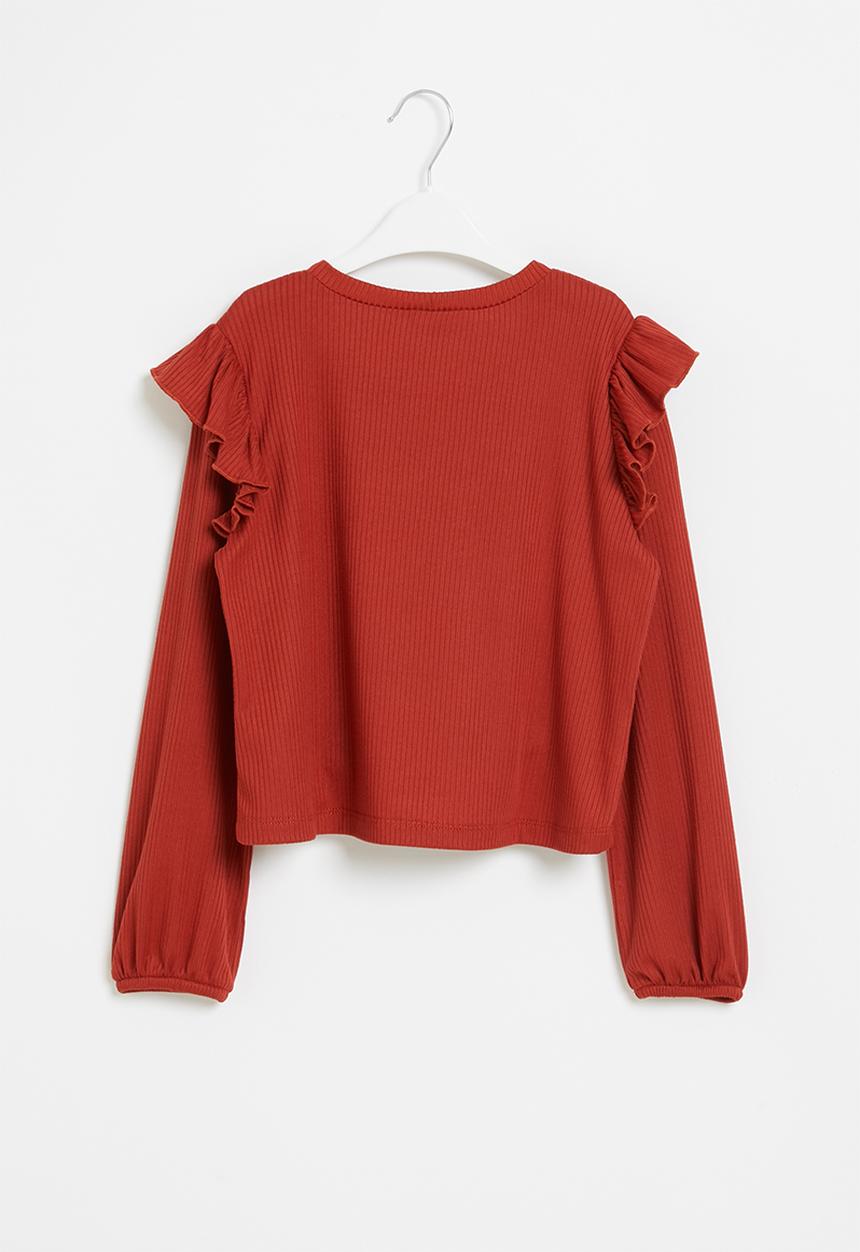 Superbalist - Girls frill detail top - rust