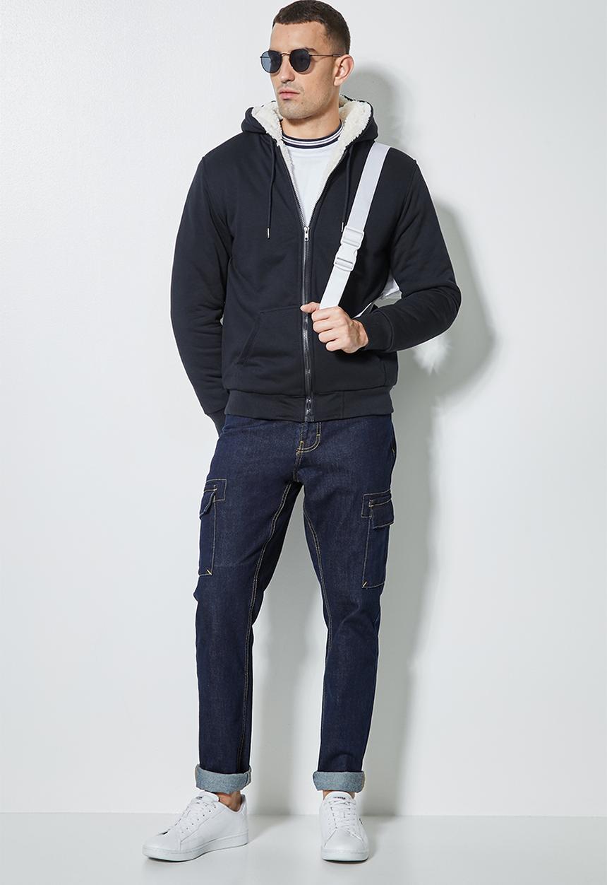 Superbalist - Stockton sherpa lined hoodie - navy