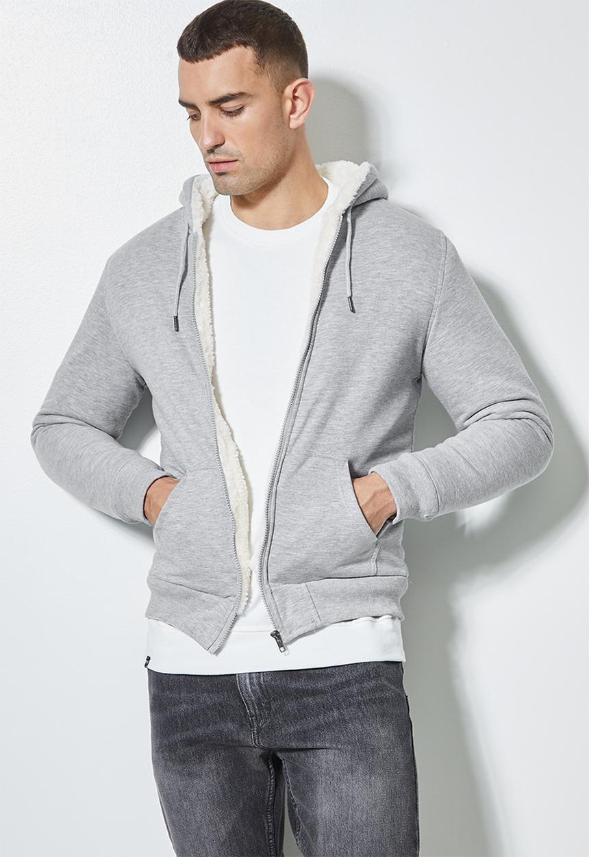 Superbalist - Stockton sherpa lined hoodie - grey 