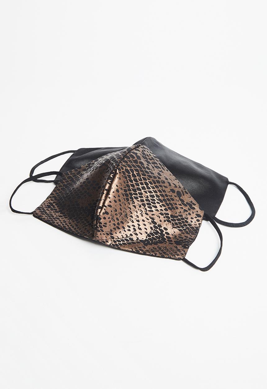 Superbalist - Snake print face mask - black