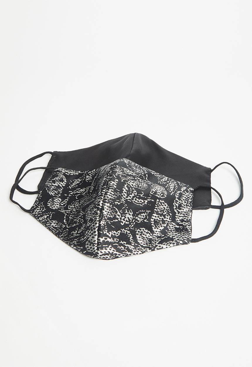 Superbalist - Leafy floral face mask - black & silver