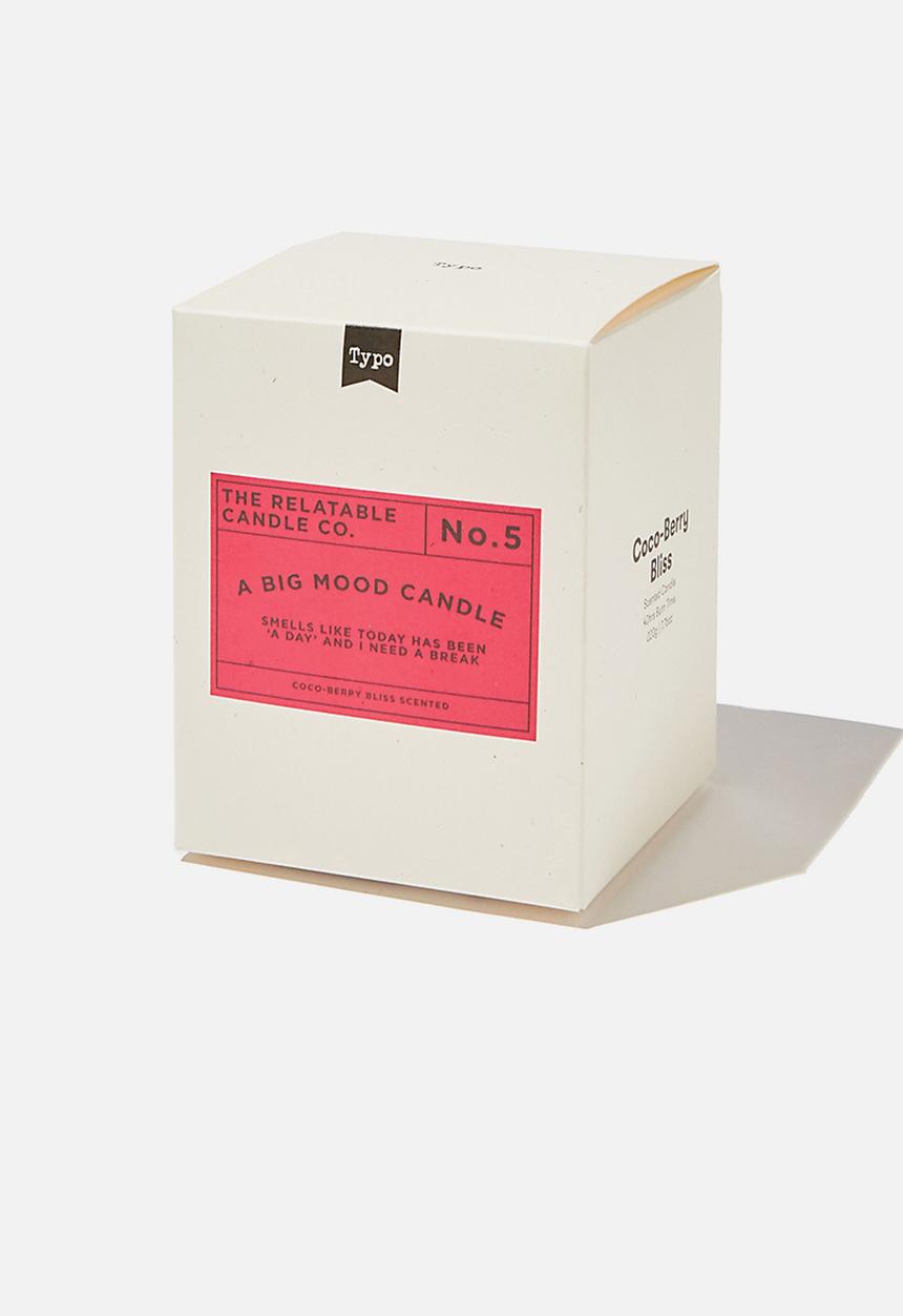 Typo - Relatable quote candle - magenta big mood candle