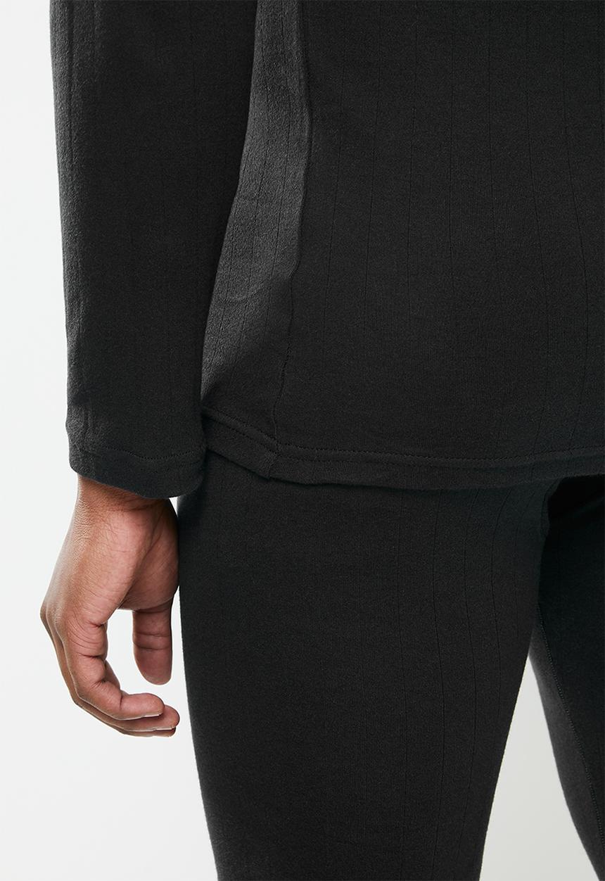 Jockey - 1-pack drop needle interlock long sleeve undershirt - black