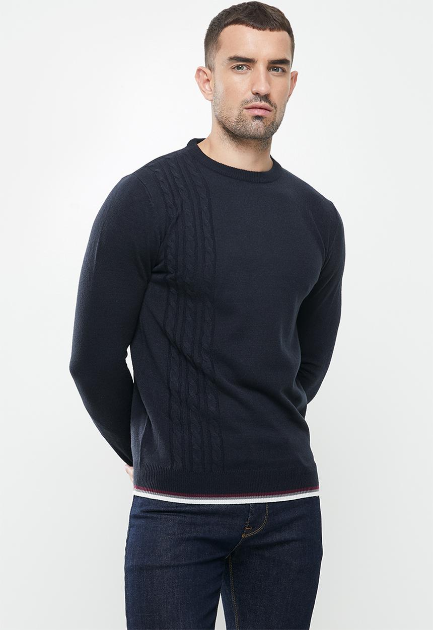 Brave Soul - Bertram knitwear - navy