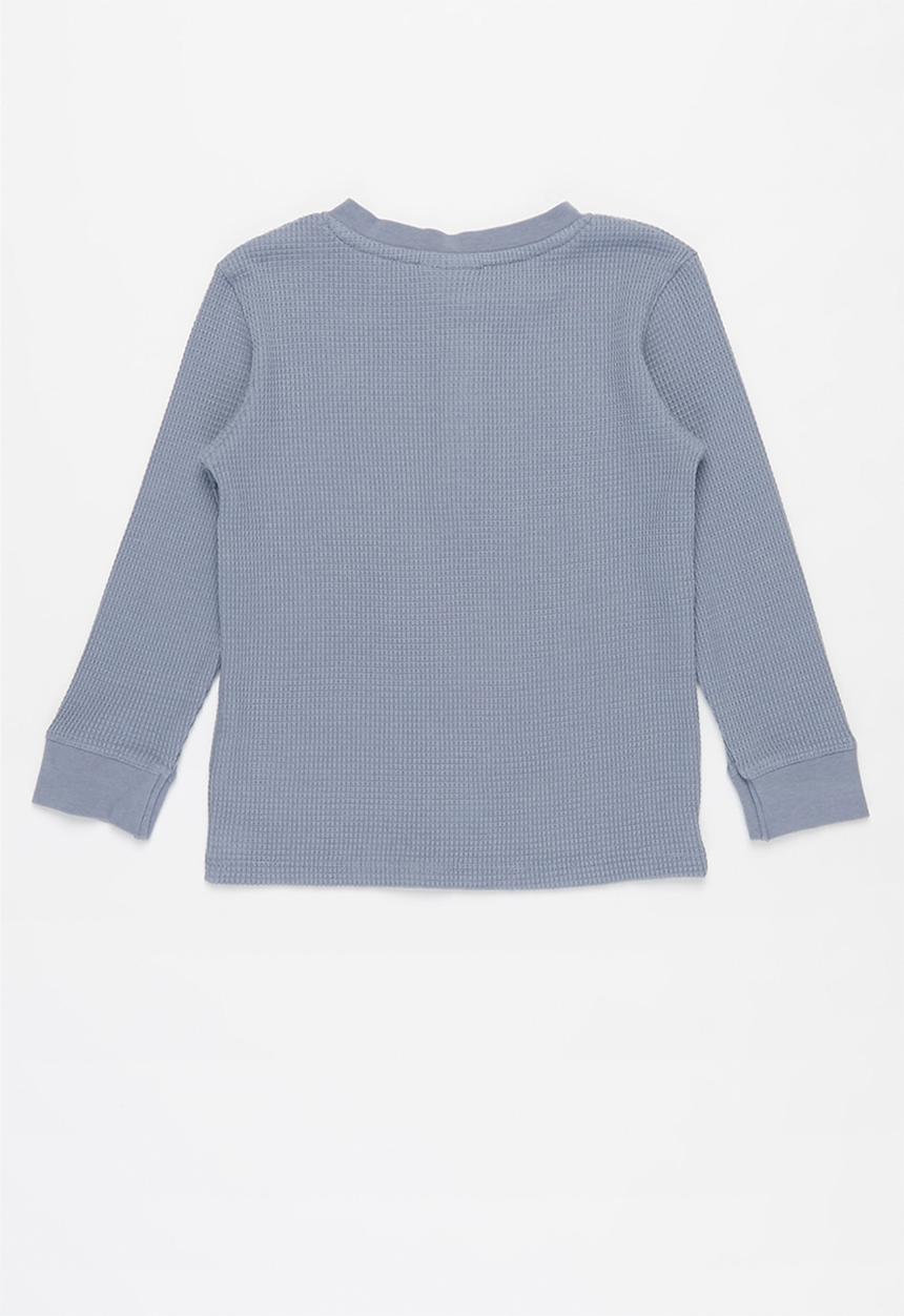 Cotton On - Owen long sleeve waffle tee - steel