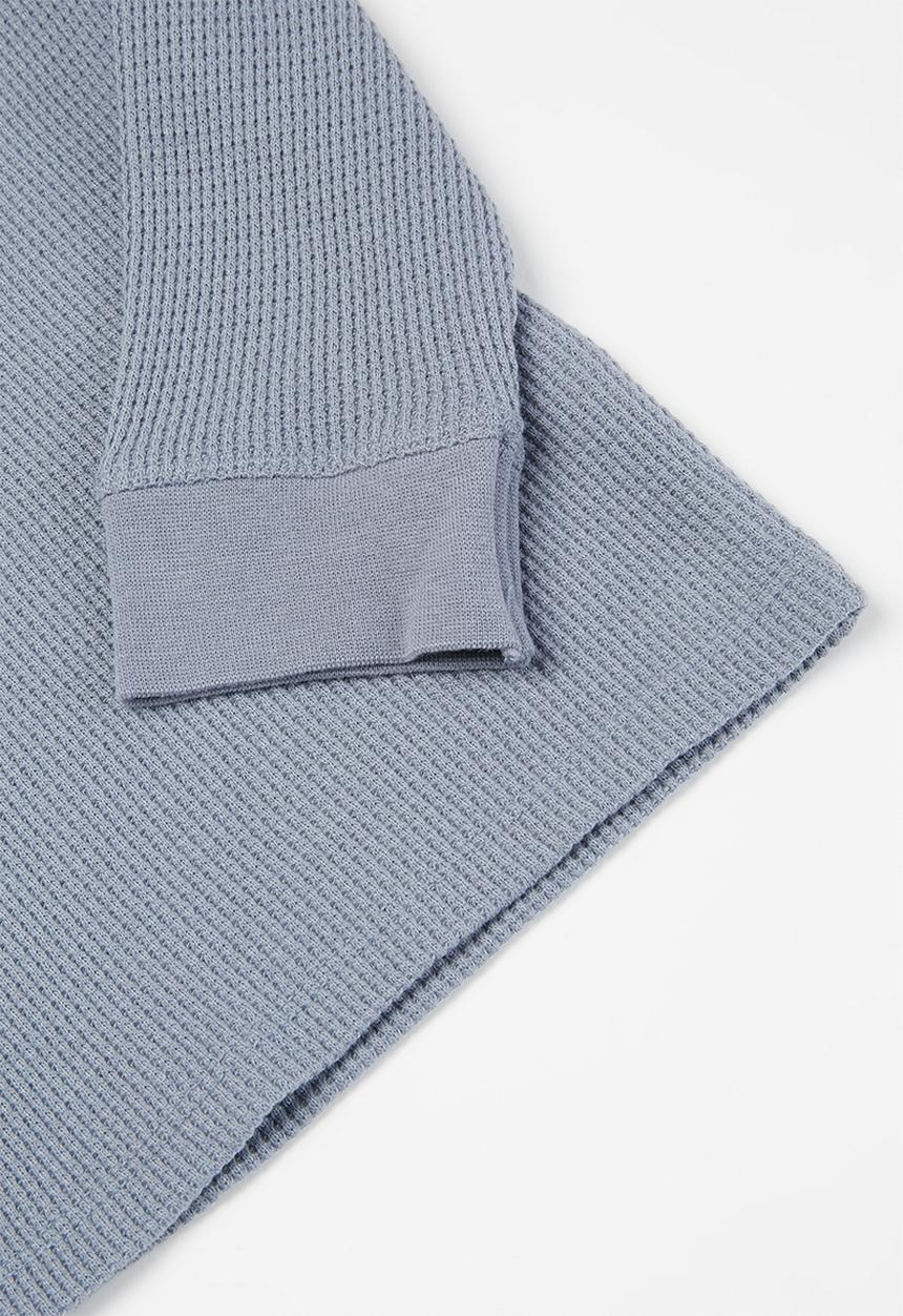 Cotton On - Owen long sleeve waffle tee - steel