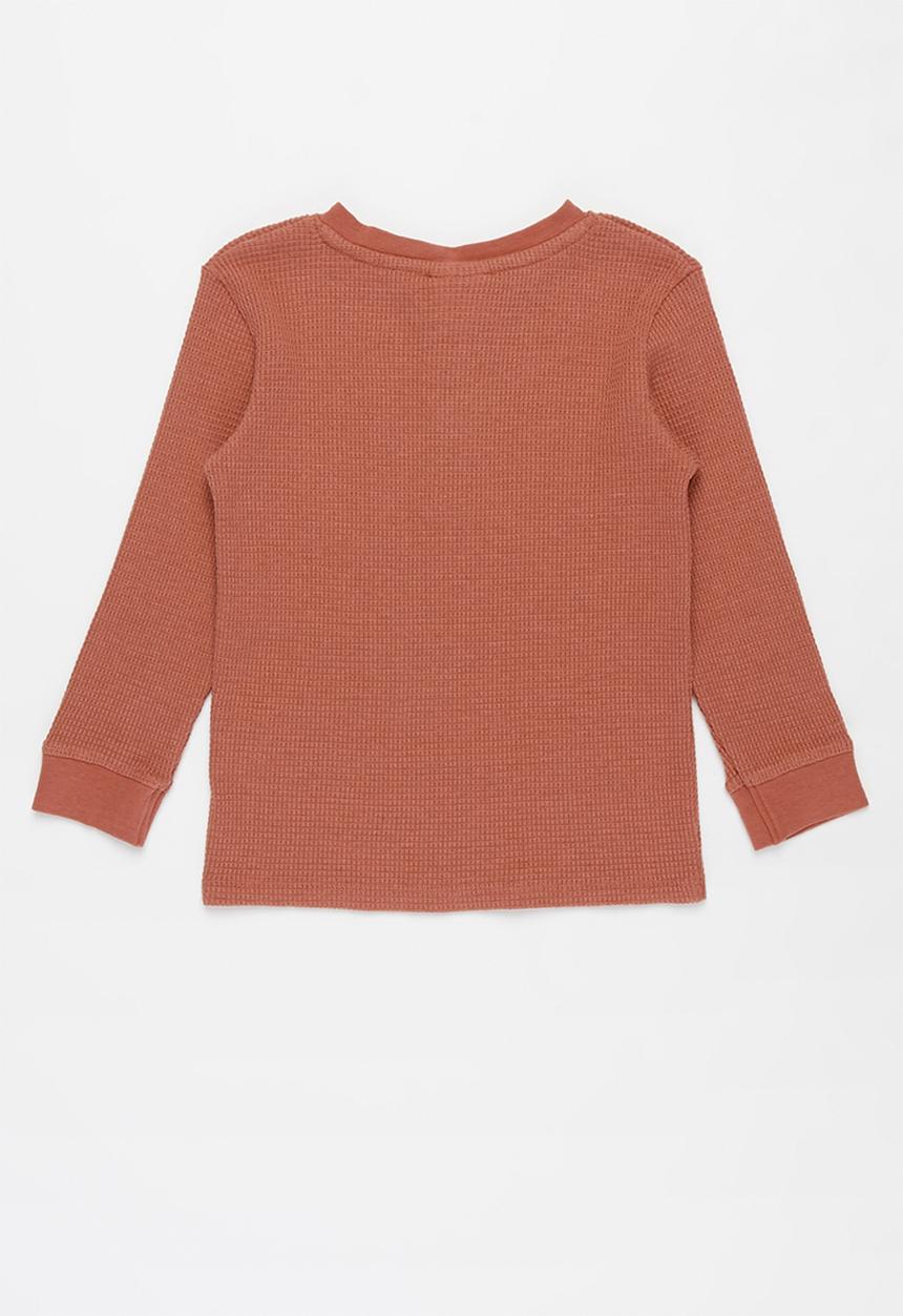Cotton On - Owen long sleeve waffle tee - chutney
