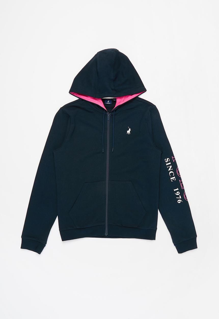 POLO - Girls Skylar printed zip thru hoodie - navy