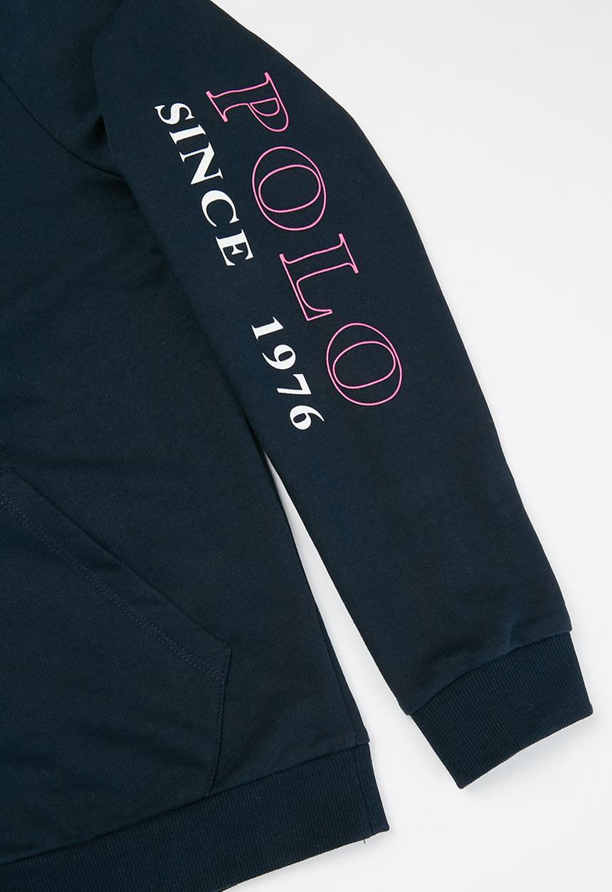 POLO - Girls Skylar printed zip thru hoodie - navy
