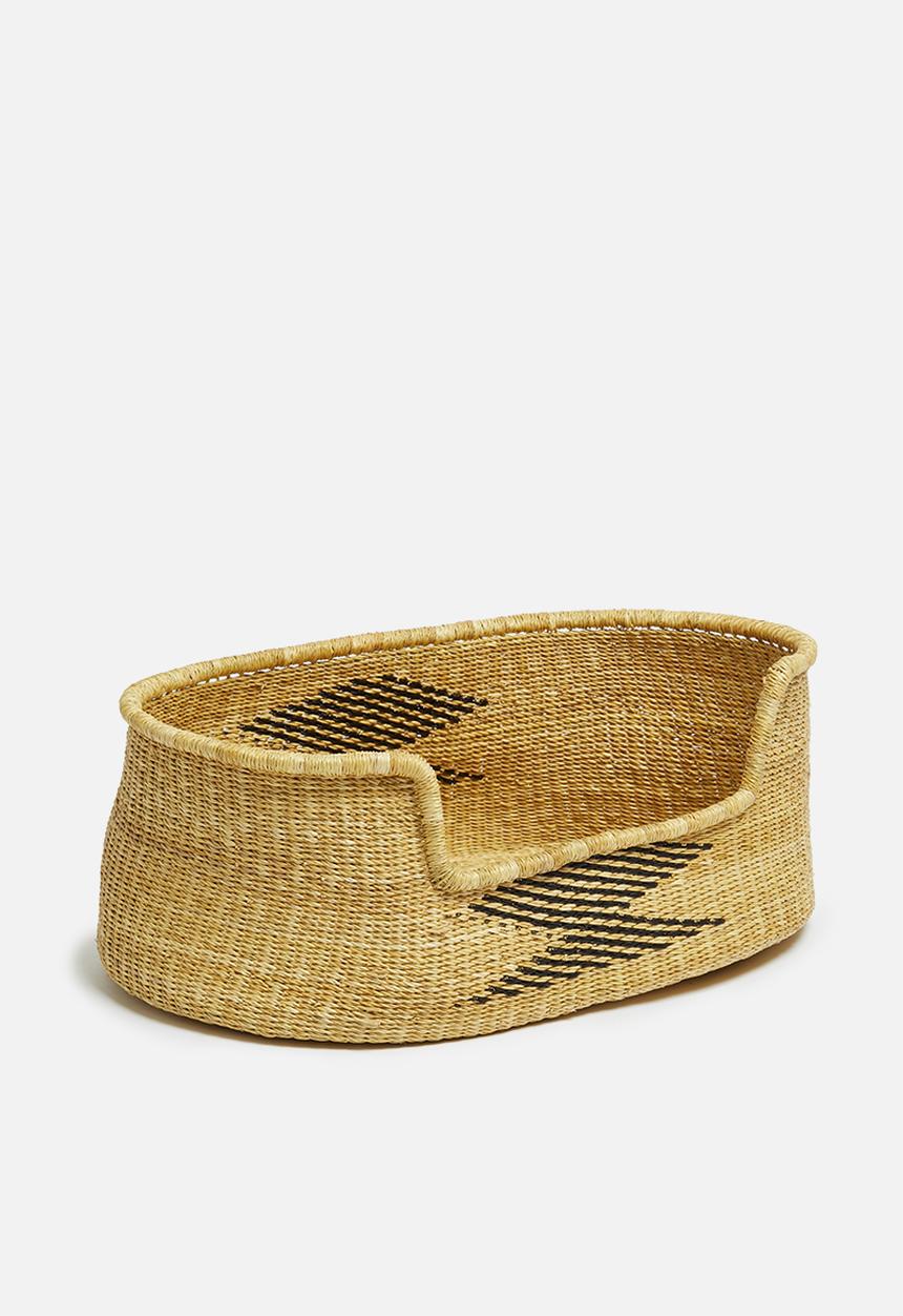 Bloomza - Woven pet basket- black & natural