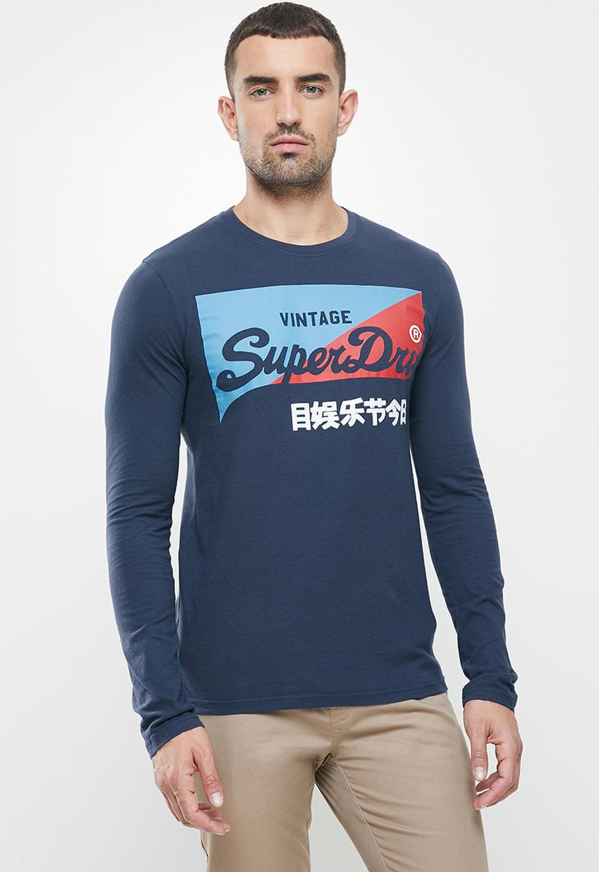 Superdry. - Vl o primary long sleeve top - navy