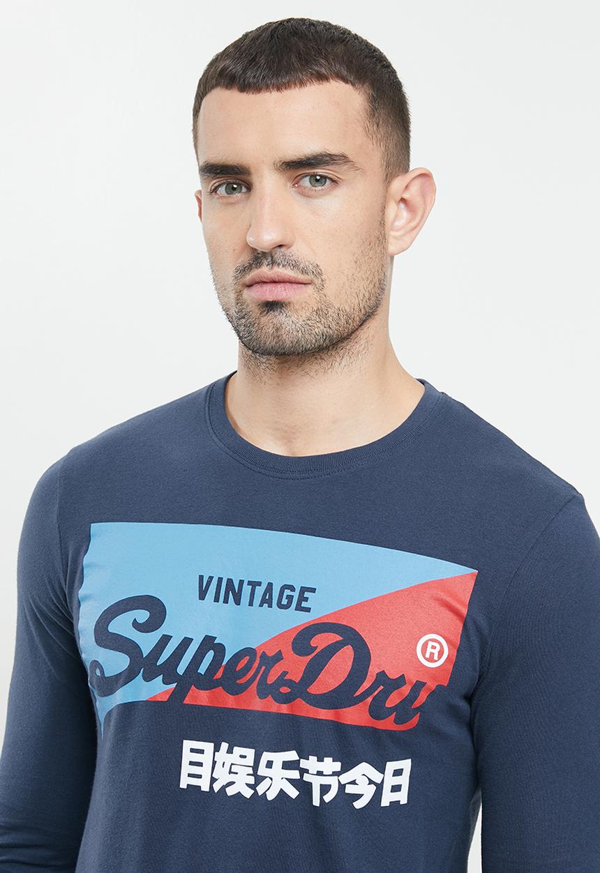Superdry. - Vl o primary long sleeve top - navy