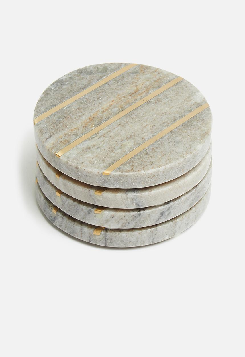 Sixth Floor - Marble coasters set of 4 - onyx & brass
