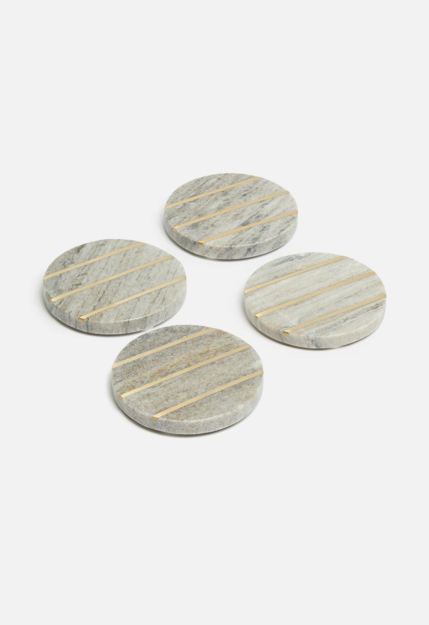Sixth Floor - Marble coasters set of 4 - onyx & brass