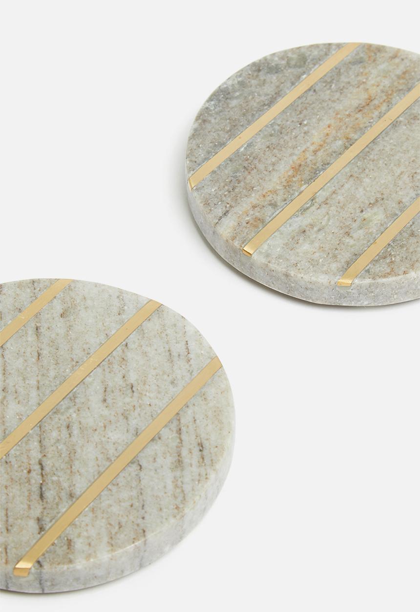 Sixth Floor - Marble coasters set of 4 - onyx & brass