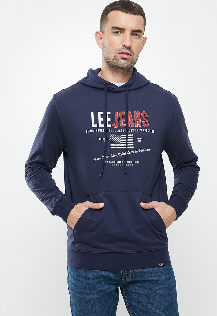 Lee  - Faded denim hooded sweat - navy