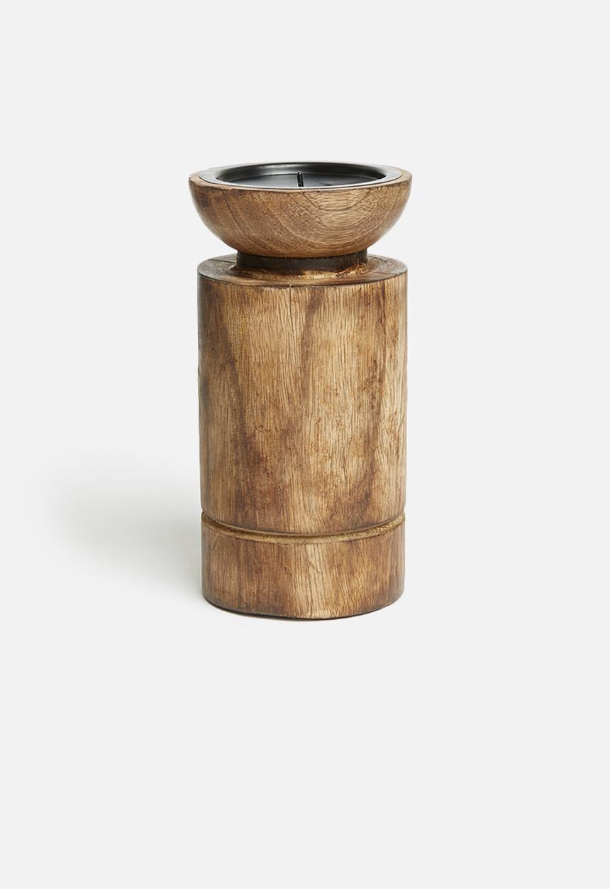 H&S - Wooden candle stand - natural 