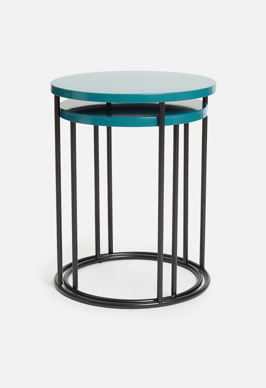 Sixth Floor - Metal set of two side tables - dark blue