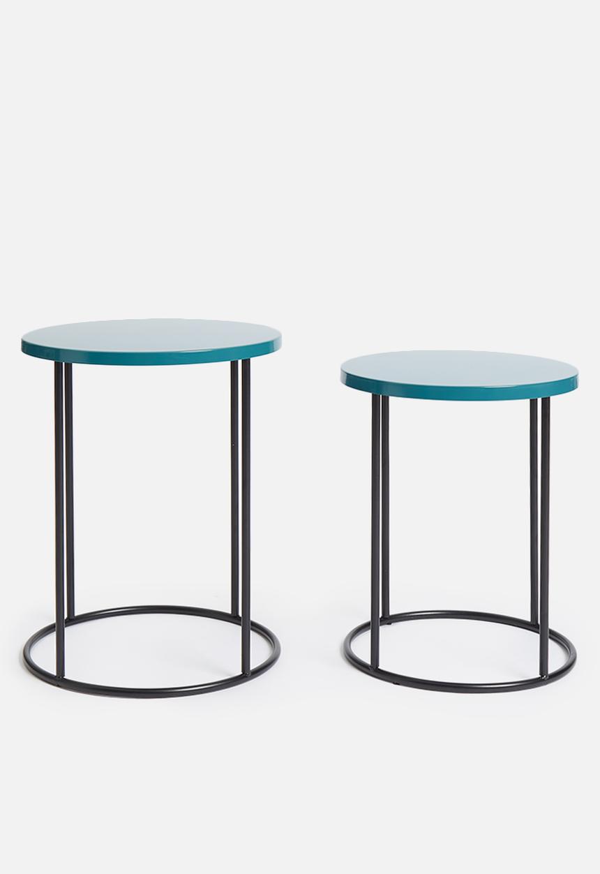 Sixth Floor - Metal set of two side tables - dark blue