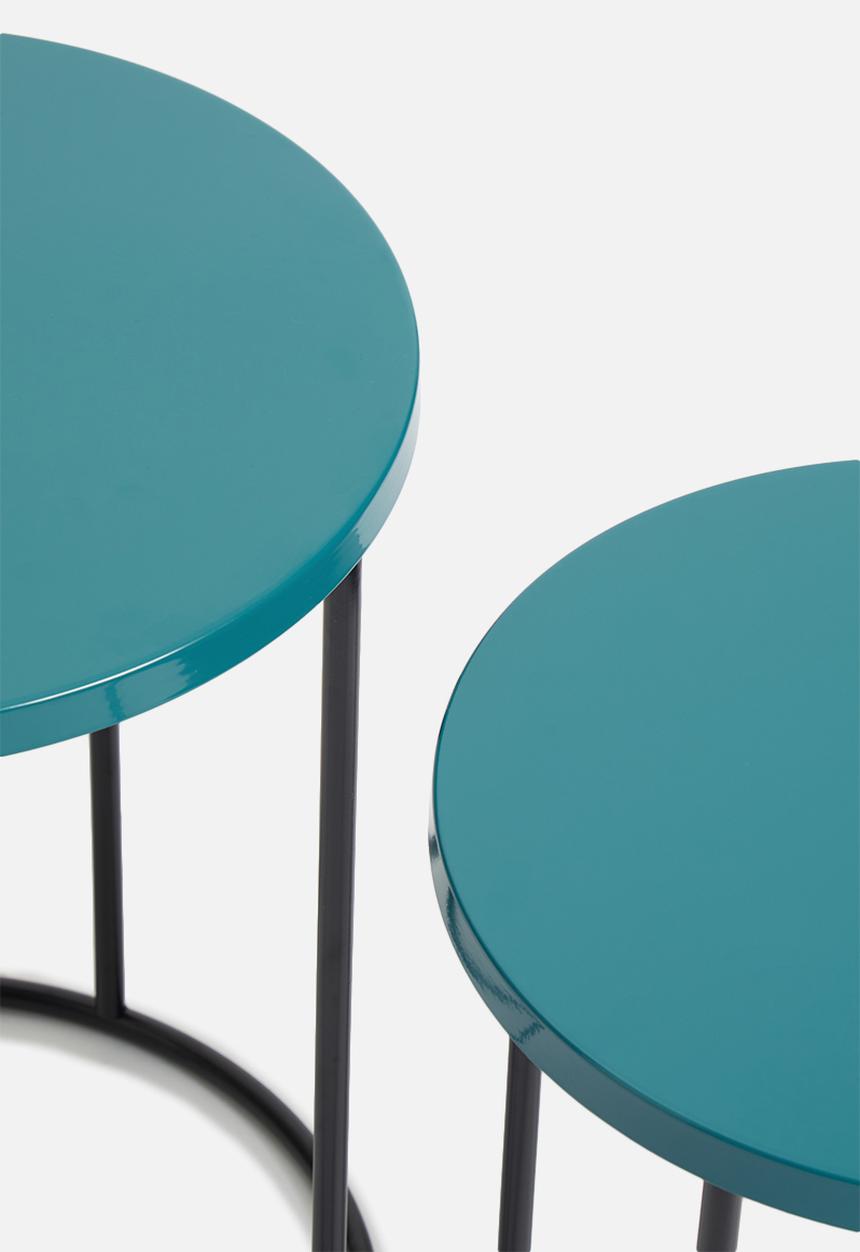 Sixth Floor - Metal set of two side tables - dark blue