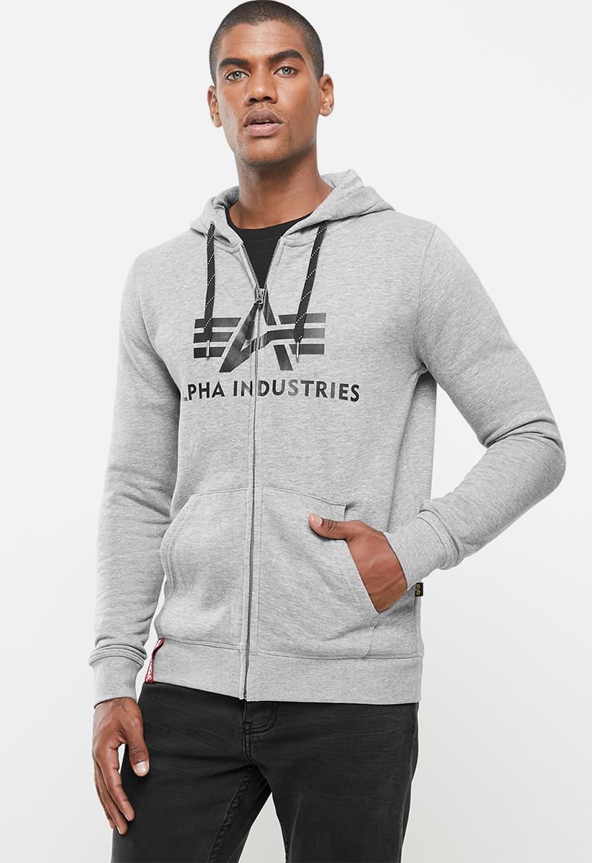Alpha Industries - Alpha logo zip hoodie - grey melange