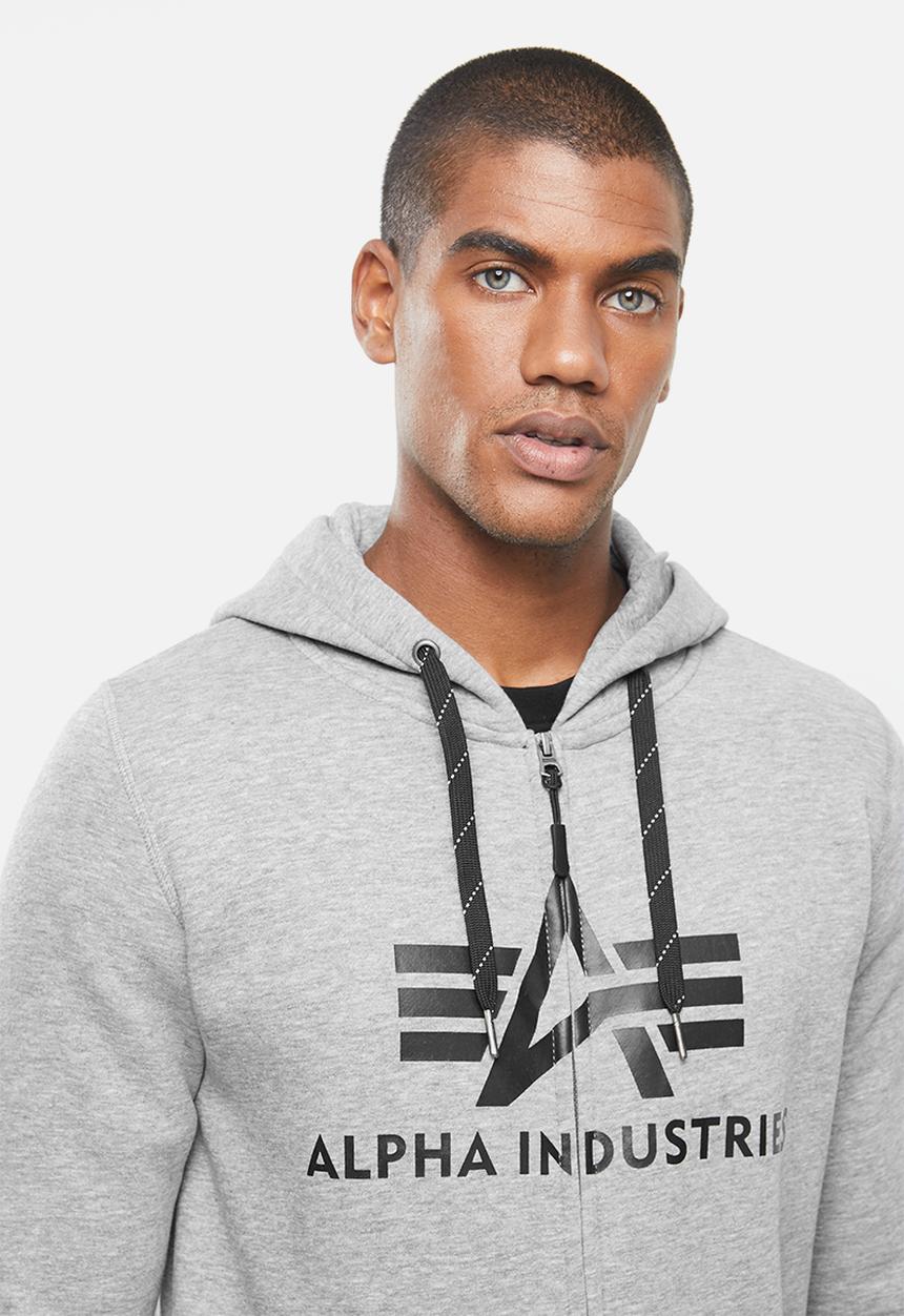 Alpha Industries - Alpha logo zip hoodie - grey melange