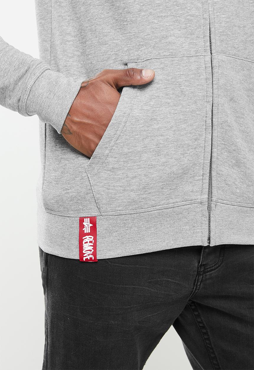 Alpha Industries - Alpha logo zip hoodie - grey melange