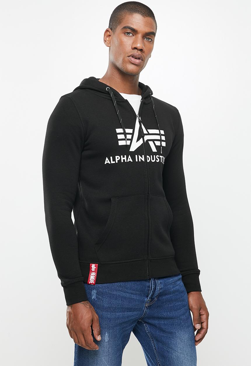 Alpha Industries - Alpha logo zip hoodie - black