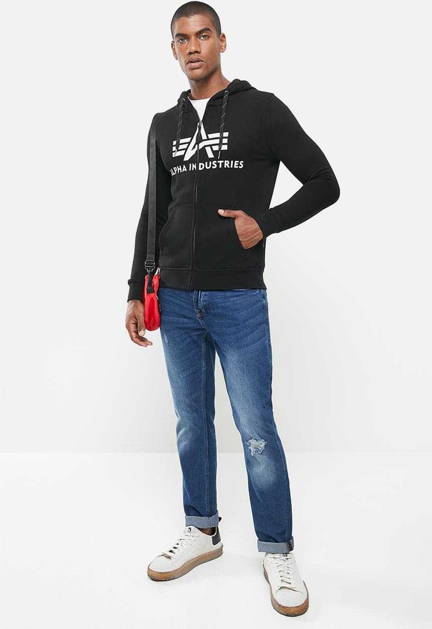 Alpha Industries - Alpha logo zip hoodie - black