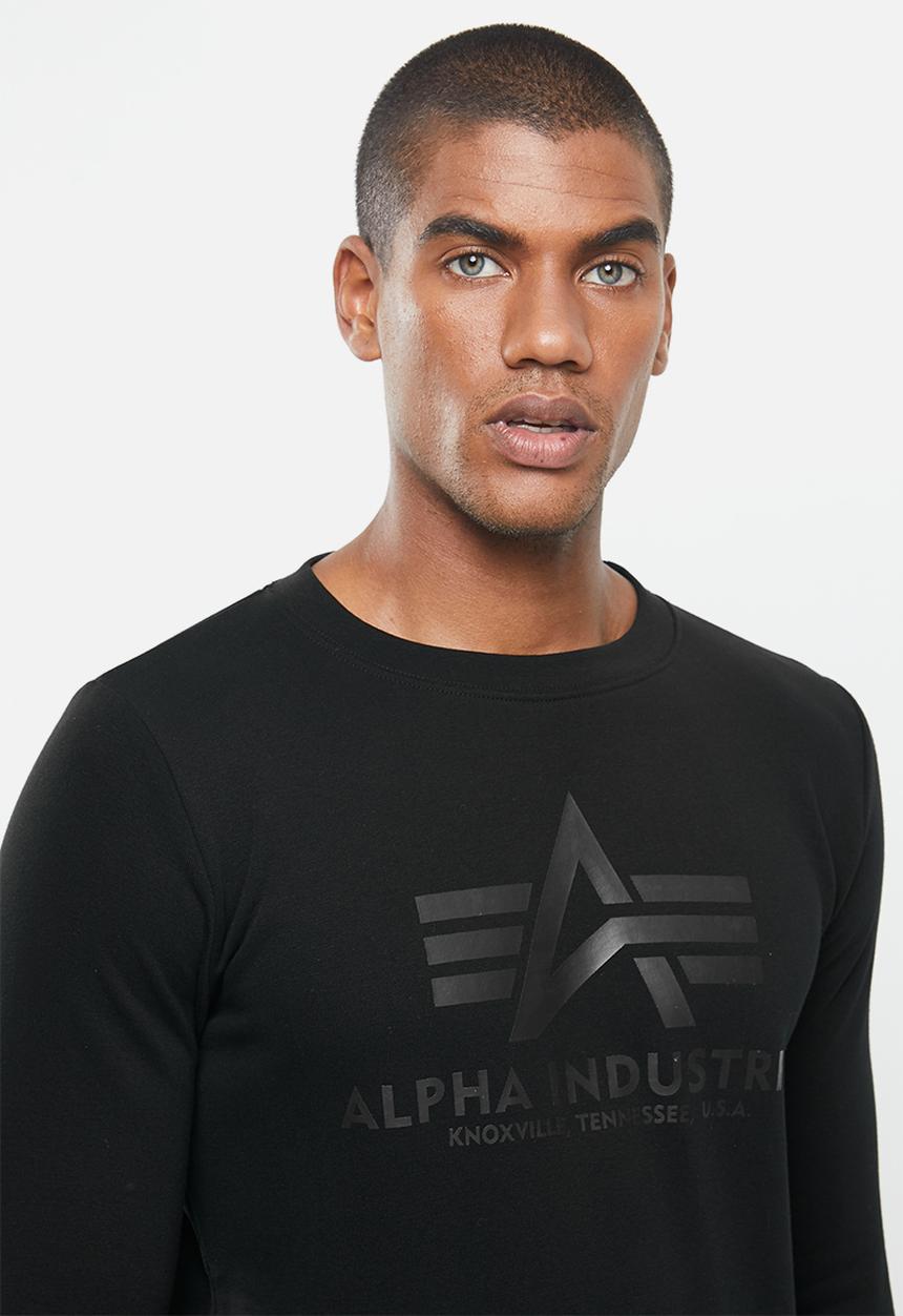 Alpha Industries - Alpha basic logo crew - black mono