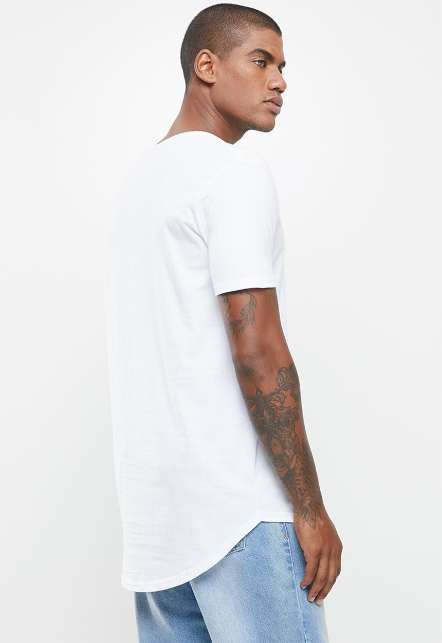 Factorie - Curved graphic T-shirt- white
