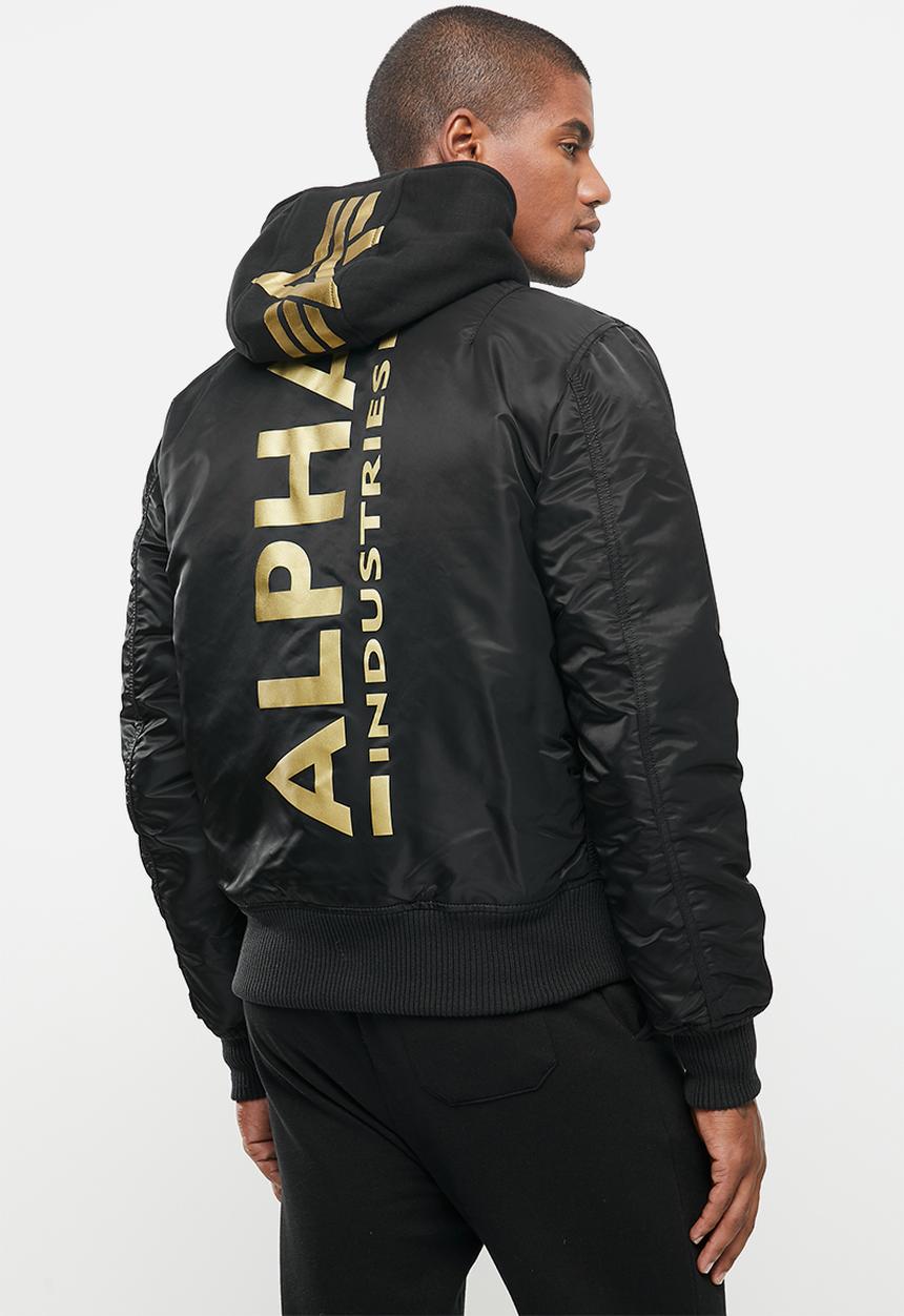 Alpha Industries - Ma-1zh back and hood print jacket - black/gold