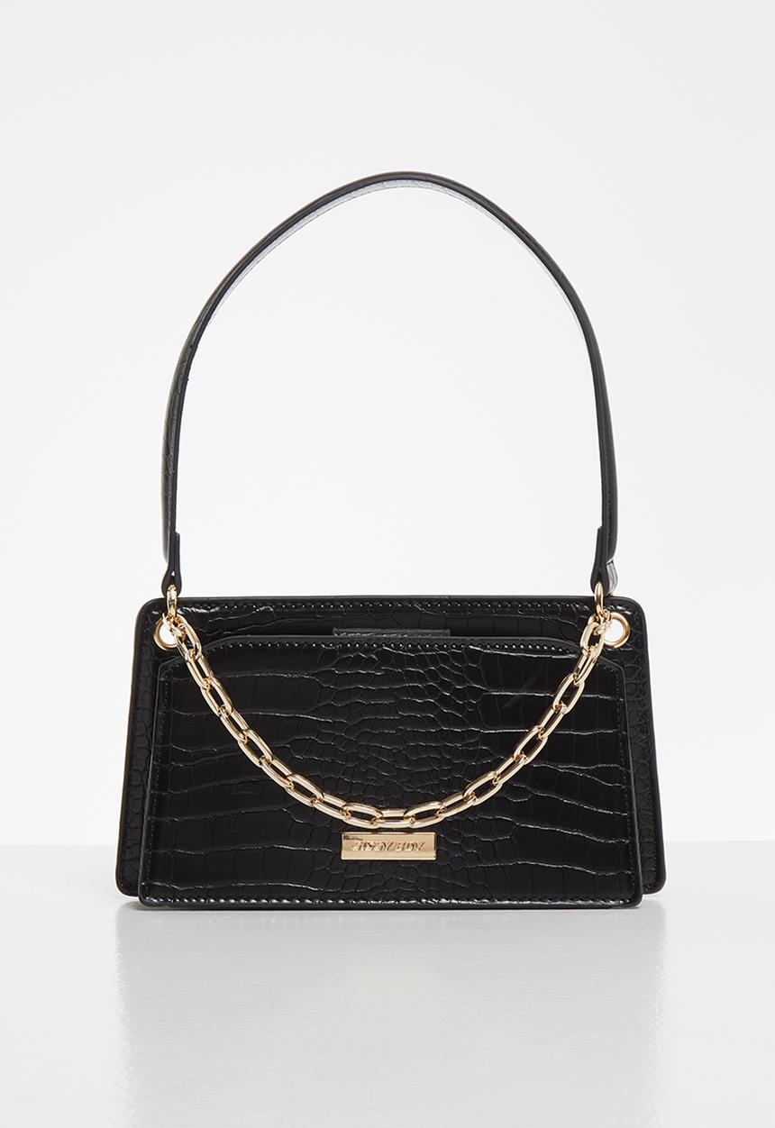 SISSY BOY - Glam in the wild shoulder croc bag - black
