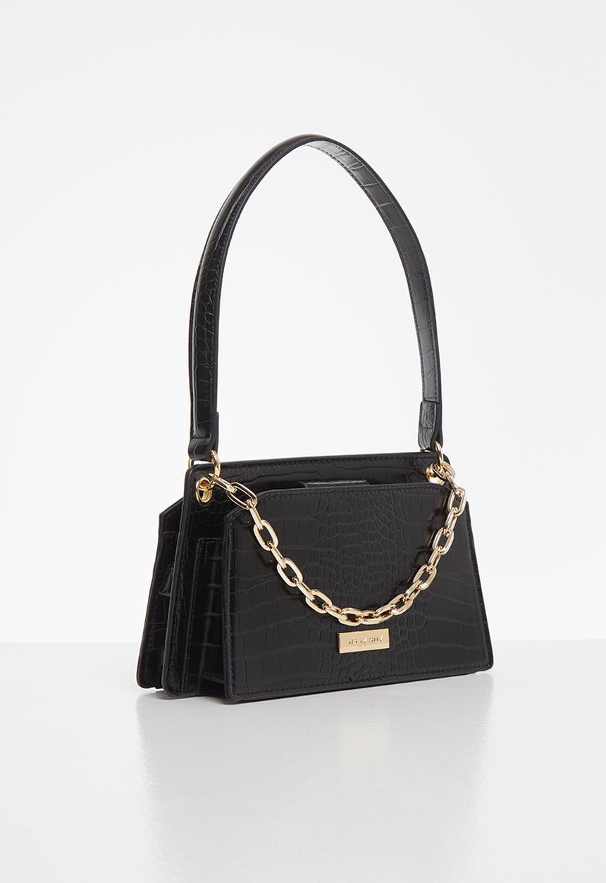 SISSY BOY - Glam in the wild shoulder croc bag - black