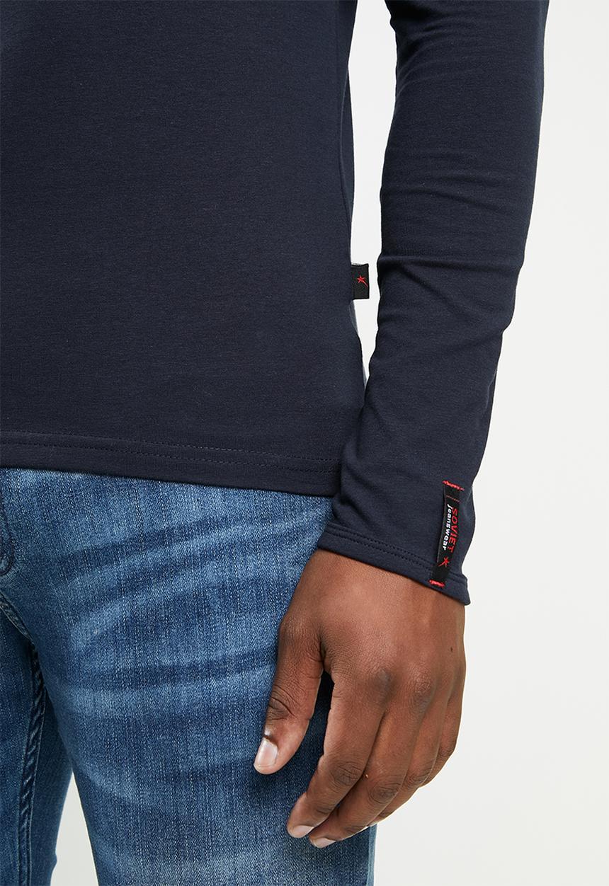 SOVIET - Dawn long sleeve v-neck tee - navy