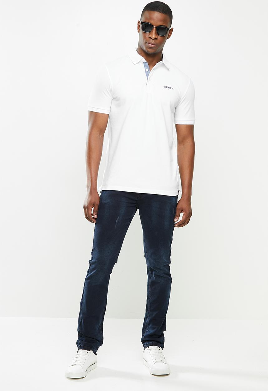 SOVIET - Koufax short sleeve golfer - white