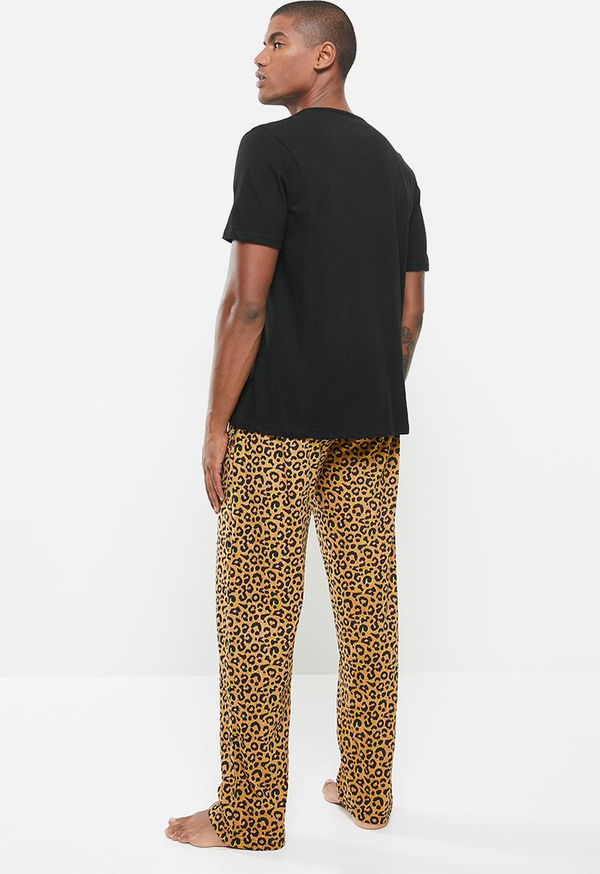Brave Soul - Leopard print loungewear - black & tan