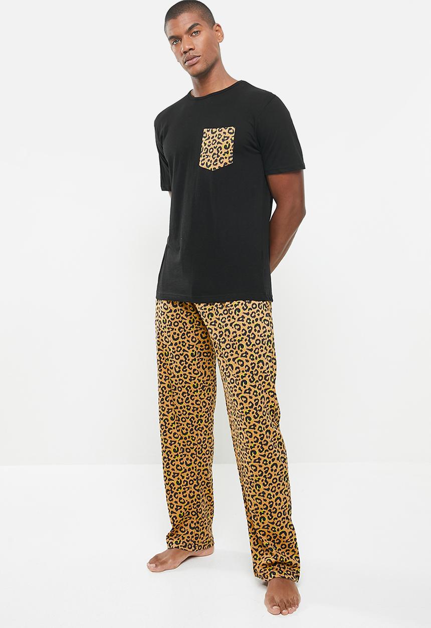 Brave Soul - Leopard print loungewear - black & tan