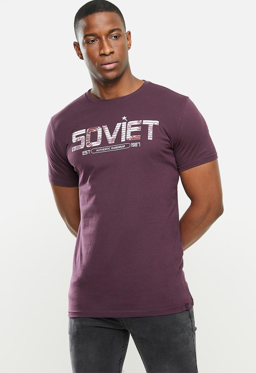 SOVIET - Tiller slim fit short sleeve crew neck tee - purple