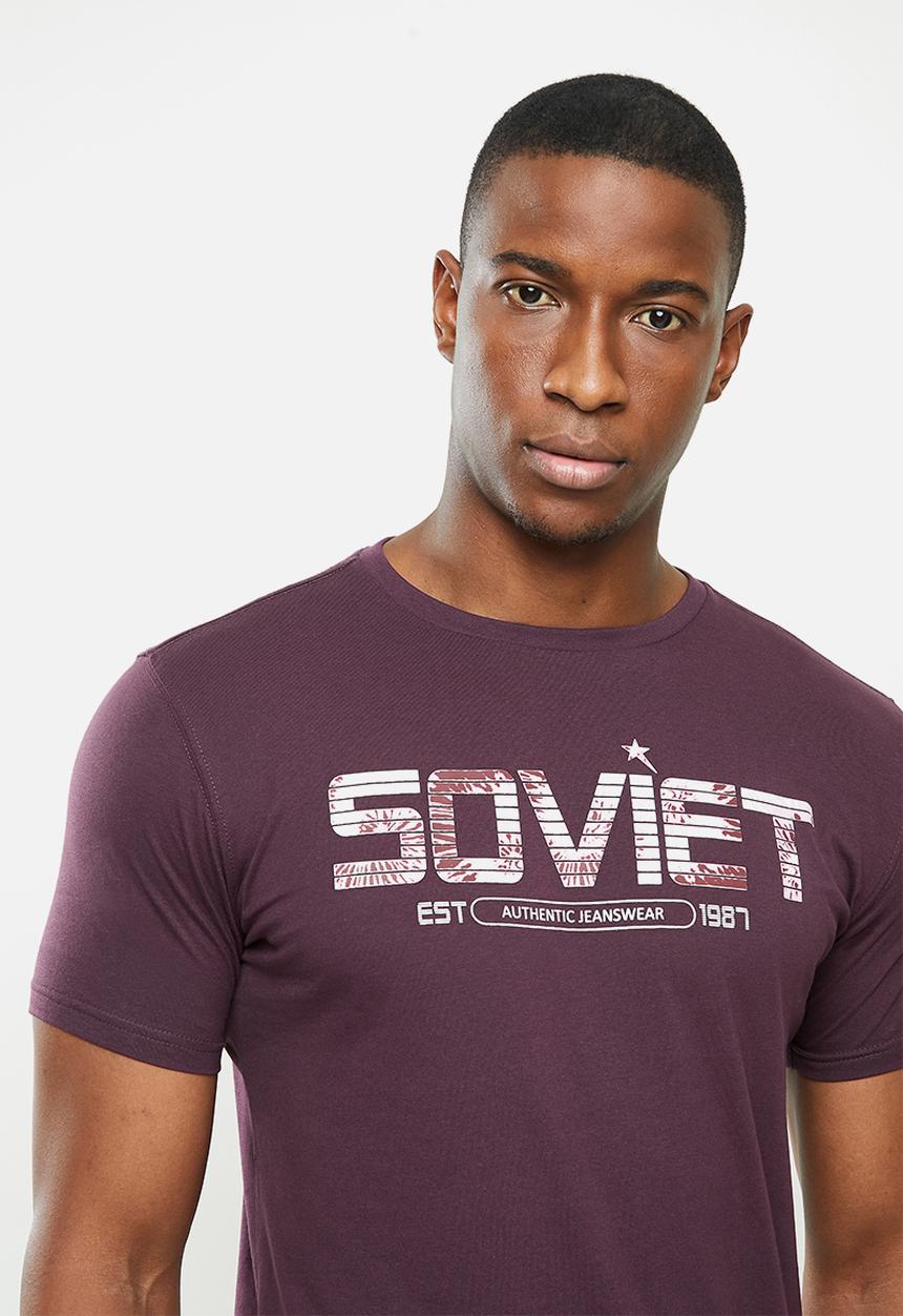 SOVIET - Tiller slim fit short sleeve crew neck tee - purple