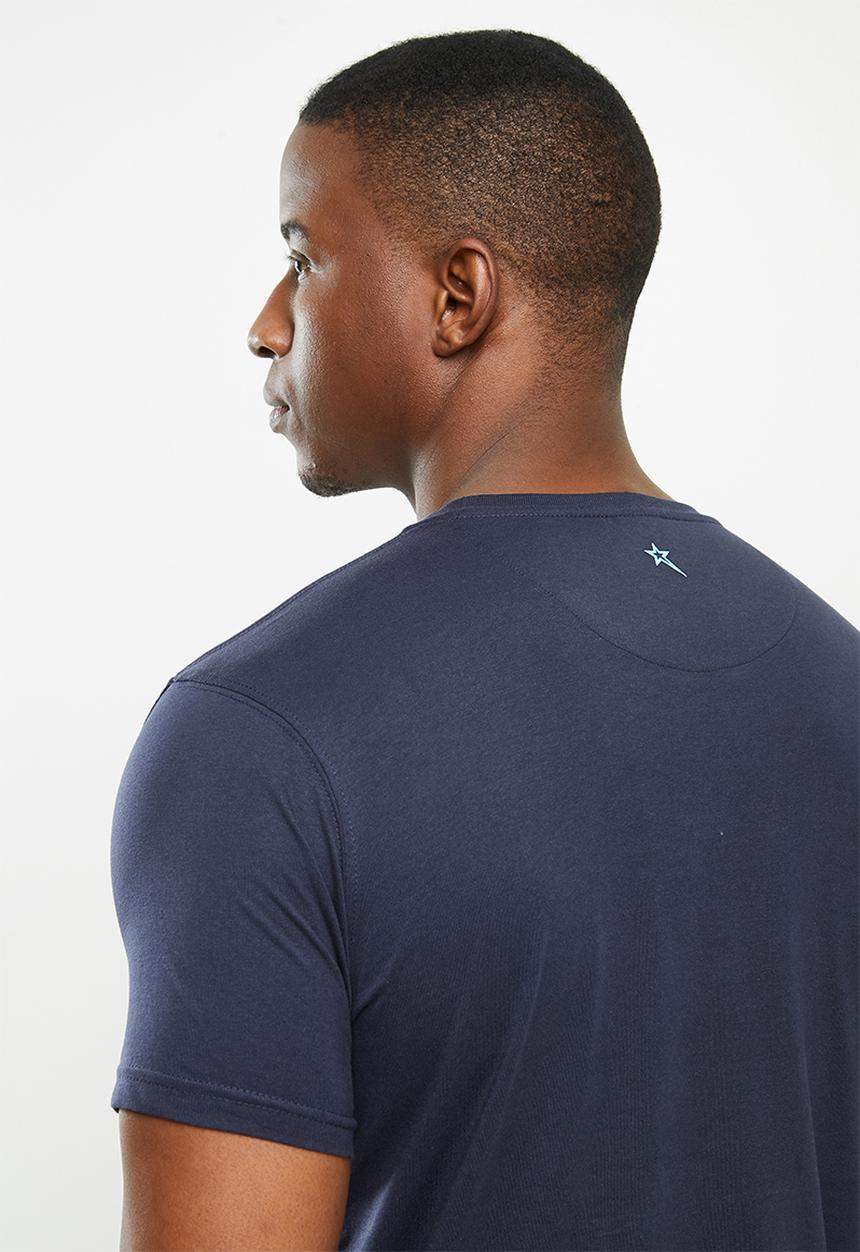 SOVIET - Tiller slim fit short sleeve crew neck tee - navy