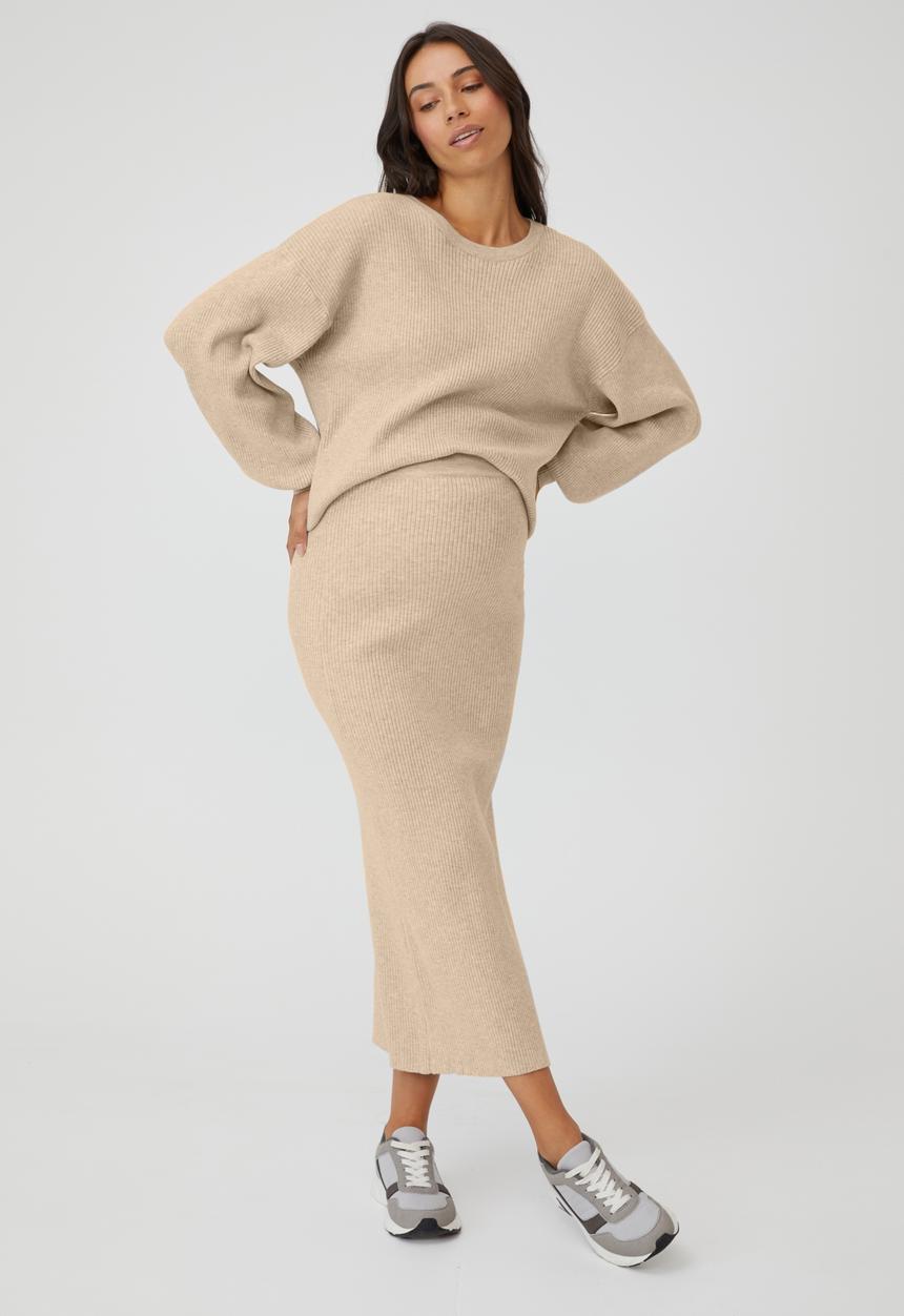 Cotton On - Maternity friendly ultimate midi skirt - taupe marle