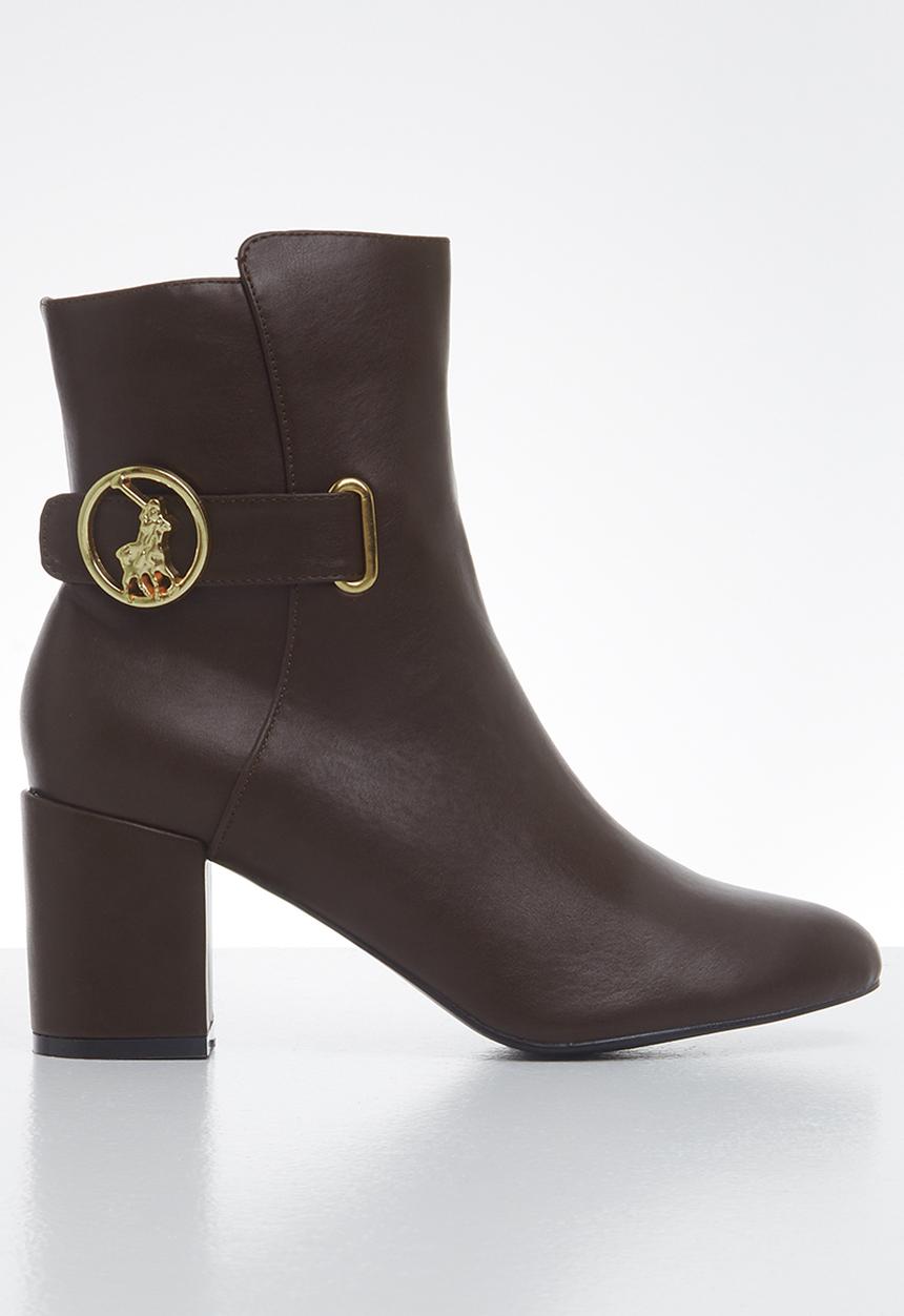 POLO - Demi polo high heel ankle boot - brown