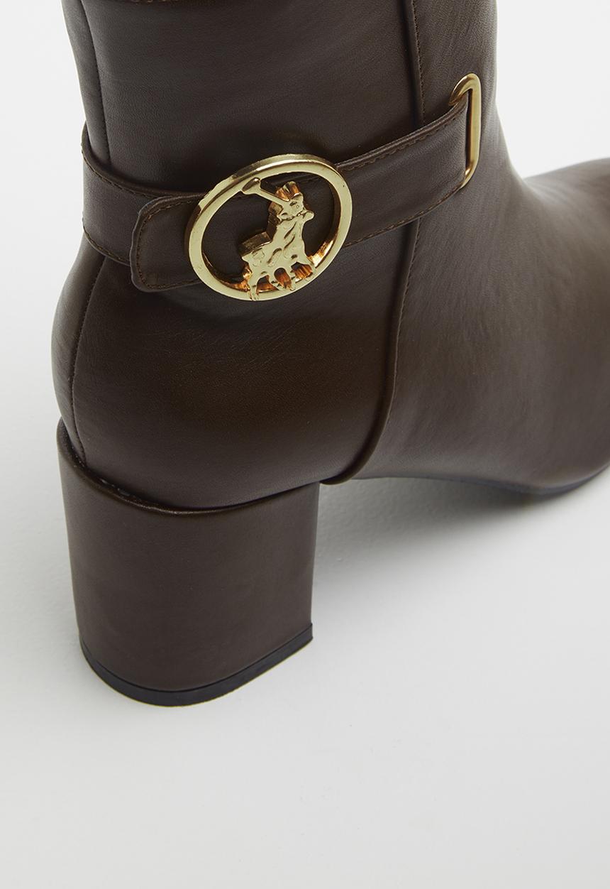 POLO - Demi polo high heel ankle boot - brown