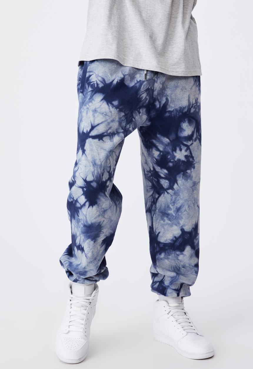 Factorie - Relaxed tie dye trackpant - navy blue tie dye
