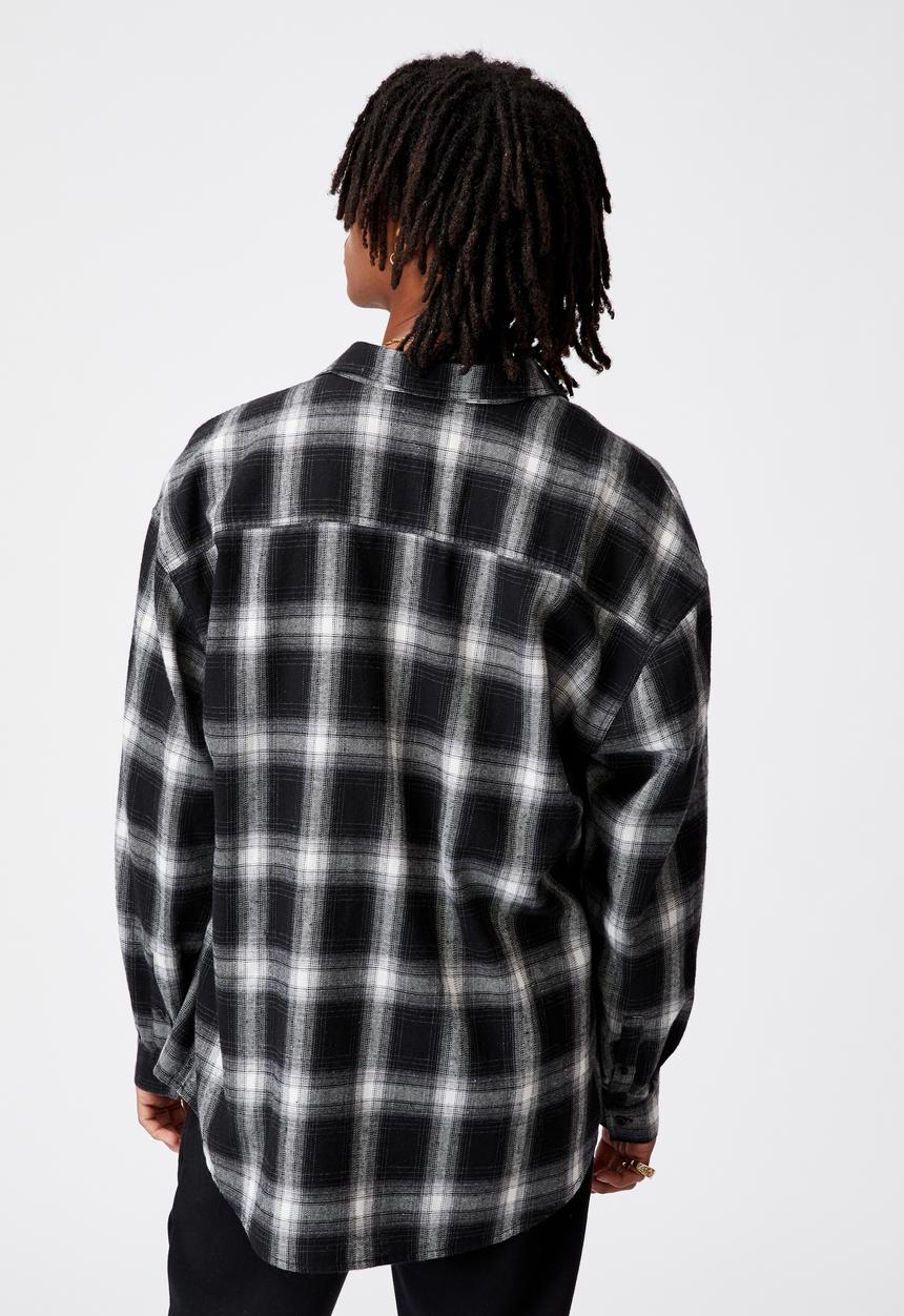 Factorie - Oversize button up shirt - black check