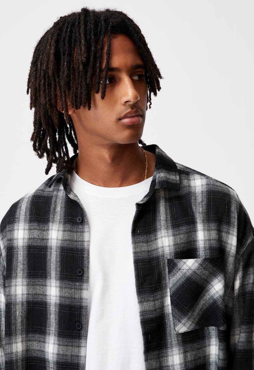 Factorie - Oversize button up shirt - black check