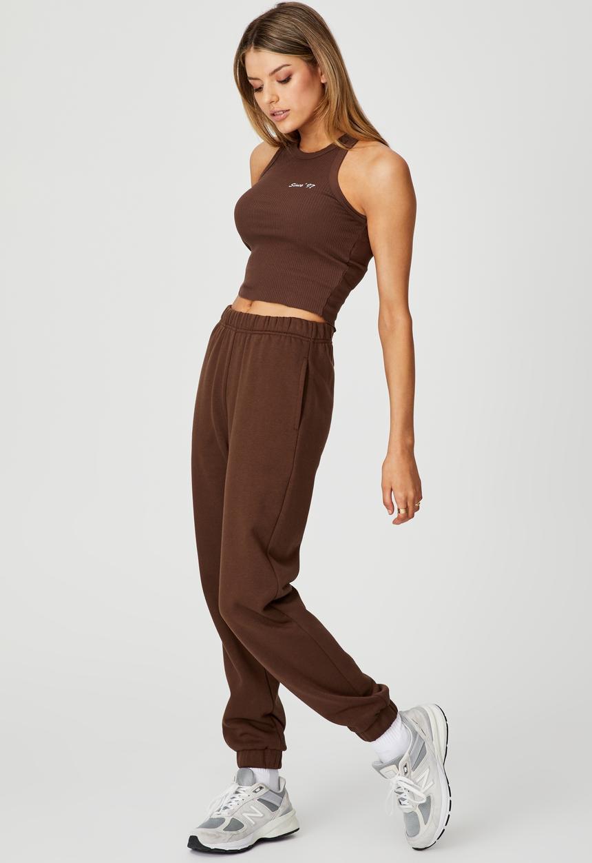 Factorie - Super high rise trackpant - chocolate