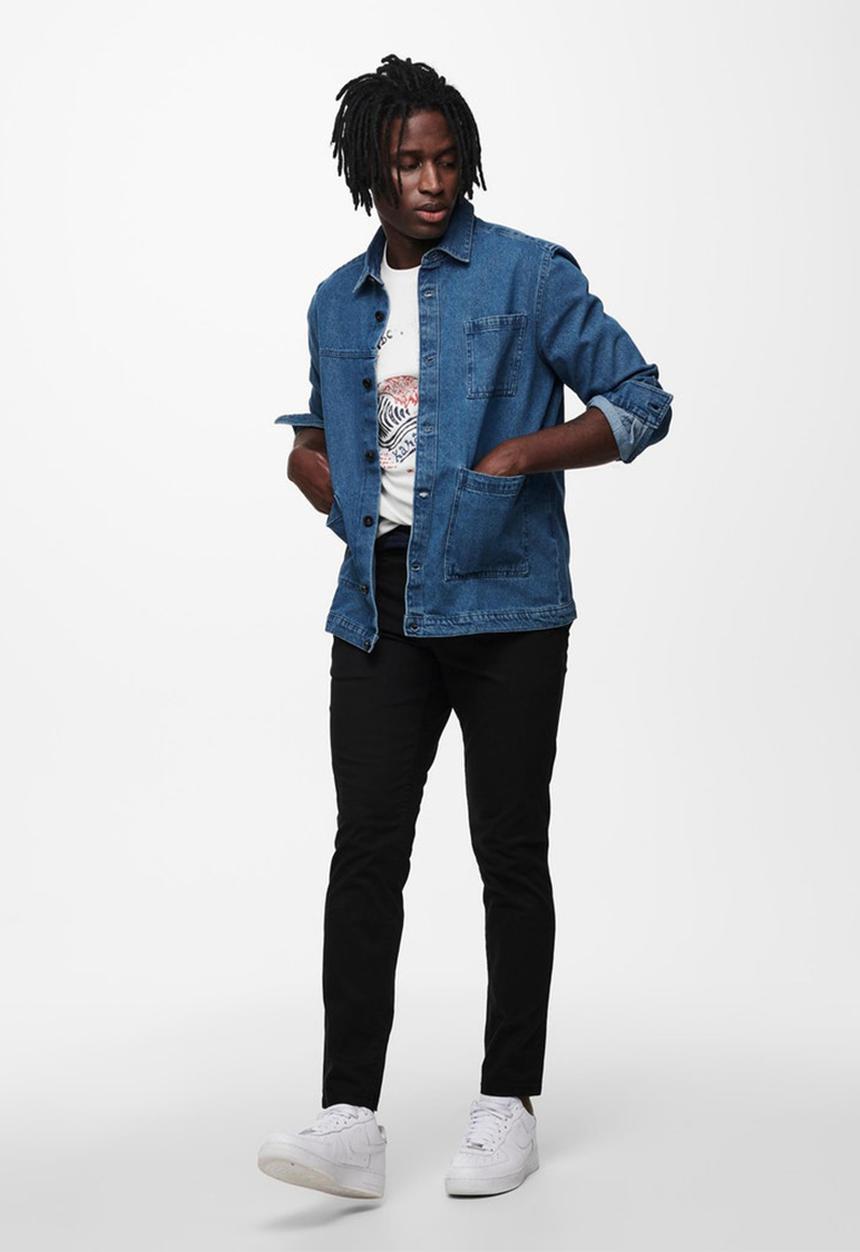 Only & Sons - Tyrell life ls denim overshirt jacket - denim